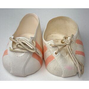 Vintage Cabbage Patch Kids Doll Shoes White Pink Stripes Hong Kong 1980s Soft Vi